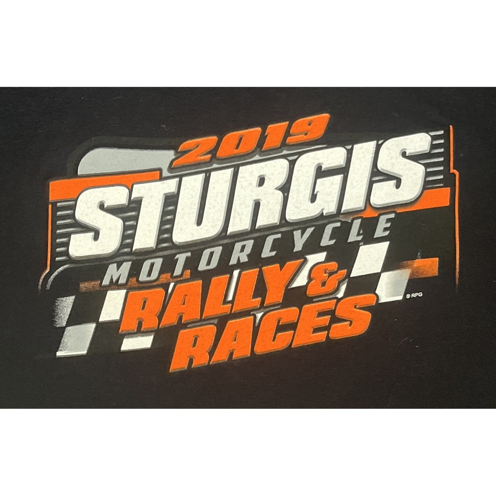 Sturgis Motorcycle Rally's & Races Black 2-sided Men's T-Shirt Size XL - Picture 4 of 6